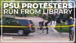 Watch Portland State protestors run from the library some arrested [upl. by Gagnon]