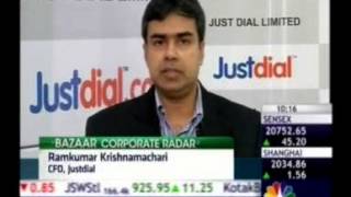 Justdial on CNBC TV 18  Ramkumar  CFO [upl. by Siaht]