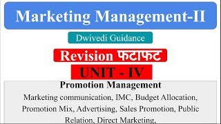 Revision फटाफट  Promotion management Marketing Communication Advertising Marketing Management [upl. by Homer]