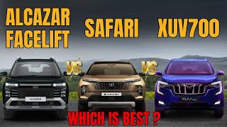 2024 Hyundai Alcazar Facelift Vs Safari Vs XUV700  Which Is Best   Antique Auto Car [upl. by Yeorgi937]