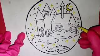 Drawing of beautiful house 🏡♥️☺️ YouTube ♥️♥️ [upl. by Allmon]