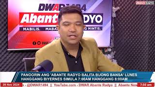 ABANTE RADYO BALITA BUONG BANSA  AFP kontrolado ang sitwasyon sa bansa  November 28 2024 [upl. by Ruberta927]