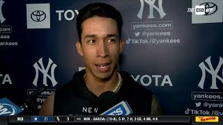 Oswaldo Cabrera gifting his dad baseball from first MLB hit [upl. by Us444]