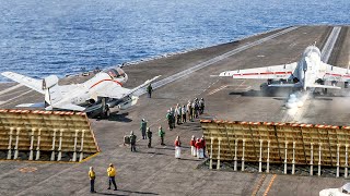 Risky Process of Landing Multiple US Navy Planes on a Moving Aircraft Carrier [upl. by Naerad]