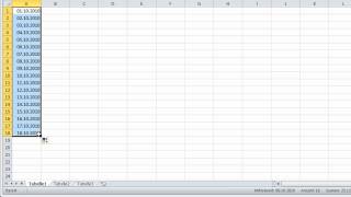Excel 2010  Datumslisten ohne Wochenenden erstellen [upl. by Tremaine]