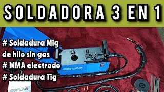 Soldadora 3 en 1  Soldador Mig de hilo microalambre sin gas Flux cored MMA electrodo y Tig [upl. by Darraj999]