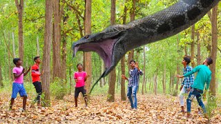 Anaconda Snake Attack On Village Boy In Forest [upl. by Agustin]