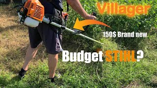 GRASS TRIMMER VILLAGER BC 1900 S  ASSEMBLY START UP AND TEST TRIMMING [upl. by Mahmoud382]