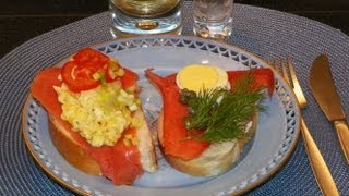 SMØRBRØD Norwegian Smoked Salmon amp Egg Open Face Sandwich Homemade Recipe Røkt laks og æg [upl. by Nilkcaj]