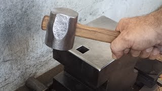 Blacksmithing  pressure fit hammer handle trial [upl. by Ahsoet]