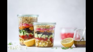 Greek Orzo Salad in a Jar  Meal Prep [upl. by Arayc960]