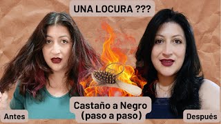 DE CABELLO CASTAÑO A NEGRO EN CASA 🙆🏻‍♀️🍃💆🏻‍♀️ cabello colors cabellohermoso [upl. by Annaujat]