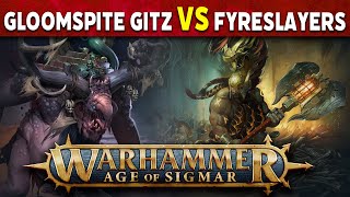 Gloomspite Gitz vs Fyreslayers Age of Sigmar Battle Report [upl. by Alguire]