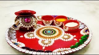 NEW Decorative Pooja Thali IDEAS FOR WEDDING HANDMADE THALI MAKING AT HOME [upl. by Maggs]