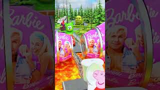 🎀 Cars Going Over Log Trap Bridge Lava Bollard Barbie [upl. by Dow]