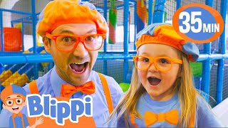 Blippi and Hometown Hero Layla Visit an Indoor Playground  BEST OF BLIPPI TOYS [upl. by Abbotsen713]