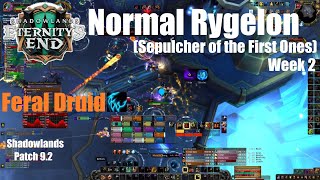 Normal Rygelon  Feral Druid PoV  Sepulcher of the First Ones  World of Warcraft Shadowlands [upl. by Assilen]