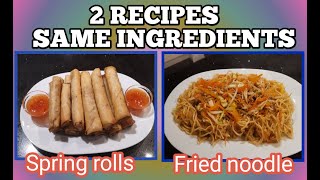 Spring rolls and Fried noodles Same ingredientFrühlingsrollen und Gebratene Nudelngleiche Zutaten [upl. by Thurber629]