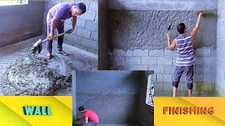 Mixing Holcim Cement  Wall Finishing  Construction Diy [upl. by Nuhsyar663]