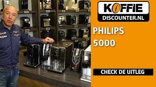 Uitleg Philips 5000 koffie apparaten door Tom Coronel Koffiediscounter Wit zwart en RVS [upl. by Nalniuq]