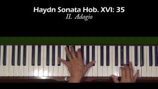 Haydn Sonata Hob XVI 35 Adagio Piano Tutorial [upl. by Imarej]