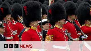 Troops perform Royal Salute in Buckingham Palace garden following King Charles Coronation  BBC News [upl. by Tterej]