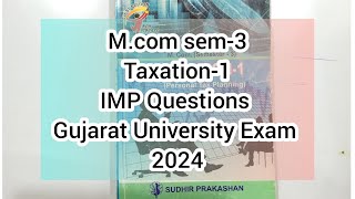 Taxation IMP  Personal tax planning  Mcom sem3  Gujarat University Exam  IMP Questions [upl. by Jaime]