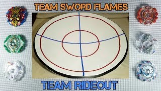 EPIC Beyblade Burst Life Sized Stadium Battle  Team Sword Flames vs Team Rideout  by TL14 [upl. by Ianthe]