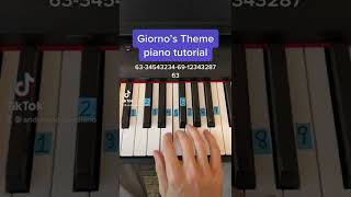 Giornos Theme easy piano tutorial [upl. by Akeemahs]