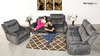 Two Seater Extra large Recliner sofa Set  Best Motorized Recliner sofa recliner [upl. by Nerrawed]