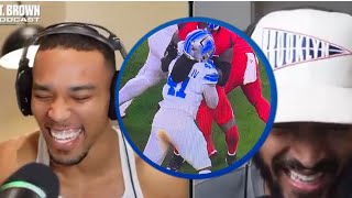 🤣 Lions AmonRa St Brown Laughing Uncontrollably over teammate James Houston Alleged Accident [upl. by Cartan121]