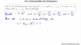 Eigenschaften der Dimension  Mathematik Video Vorlesung [upl. by Atiekram]