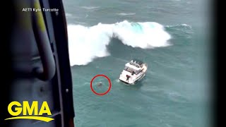 Dramatic rescue at sea caught on camera  GMA [upl. by Arabeila489]