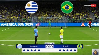 Uruguay vs Brazil  Penalty Shootout  Copa America 2024  Quarter Final  Vinicius vs Nunez  PES [upl. by Colville]