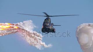 Helicopter Launched Anti Missile Flares In A Slow Motion Scene [upl. by Haeluj295]