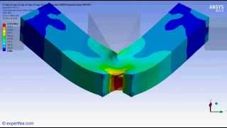 ANSYS WB Explicit Dynamics FEA  Simulation of a Charpy Vnotch impact test [upl. by Elsa999]