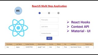 How to Build ReactJS Multi Step Form APP4 HooksuseState amp useContext Context API amp MaterialUI [upl. by Anatole]