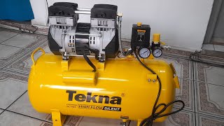 COMPRESSOR SILENCIOSO TEKNA 50 LITROS  USANDO NO SALÃO [upl. by Bancroft]