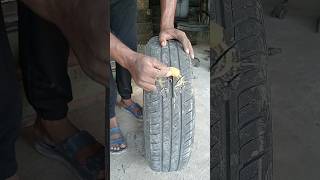 tubeless tyre repaircar tyre shortvideo tires tubeless [upl. by Newnorb]