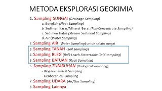 Pertemuan ke 9 Metode Eksplorasi Geokimia tentang Soil sampling BLEG dan Rock Sampling [upl. by Erle510]