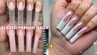 GLAZED FRENCH POLYGEL NAILS✨ BEGINNER FRIENDLY POLYGEL APPLICATION amp EASY NAIL ART  Nail Tutorial [upl. by Genni]