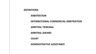 Definitions  Arbitration International Commercial Arbitration Arbitral Award [upl. by Yawnoc347]