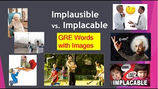 IMPLAUSIBLE Meaning IMPLACABLE Meaning  confusing GRE words with images  gre vocabulary [upl. by Chic]