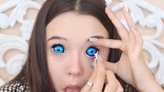 Putting In 4 HUGE Sclera Color Contacts For The First Time Tips for you too  Fiona Frills [upl. by Reppep]