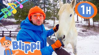 Blippis Horse Song  1 Hour of Educational Animal Songs For Kids [upl. by Trev]