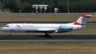 Austrian Airlines Fokker 100 OELVB takeoff at Berlin Tegel Airport [upl. by Ecnaled]