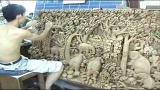 Intricate Thai Wood Carving Art [upl. by Ellenet]