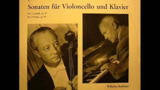 Wilhelm Backhaus amp Pierre Fournier  Brahms Cello Sonata No 2 Op 99 in F major [upl. by Sculley]