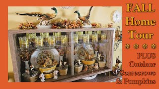 FALL VINTAGE DÉCOR HOME TOUR  Autumn Dining Room  Outdoor Scarecrows amp Pumpkins [upl. by Borlase90]