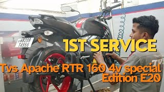 Tvs Apache RTR 160 4V special Edition E20 1st Service  Service cost  detail servicing [upl. by Ytrebil884]